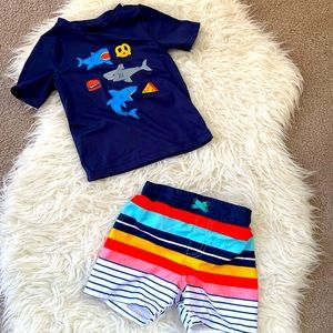 Cat & Jack size 2T swim rash guard and trunks